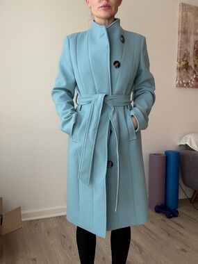 M&S Collection Light Blue Wool Blend Coat
